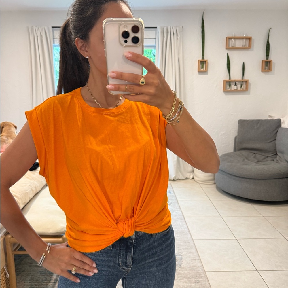 Frame Denim Bright Orange Muscle Tee